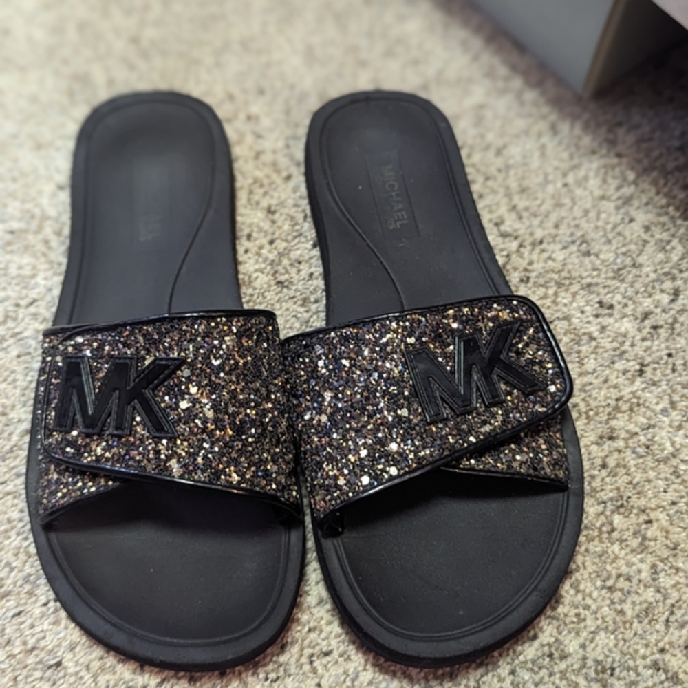 Michael Black Glitter Sandals